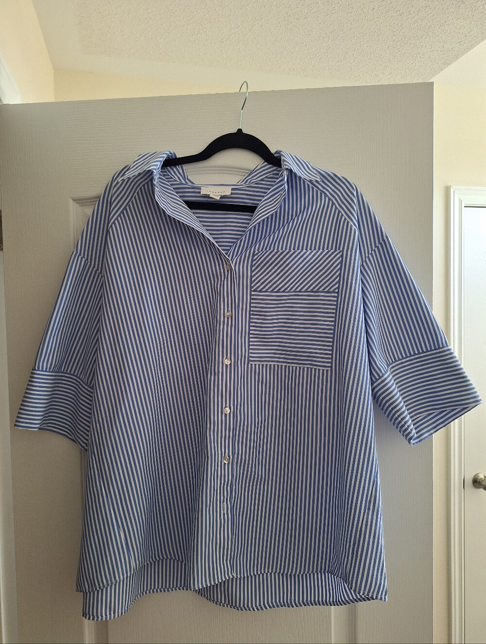 Blue Striped Women's Button-Up Shirt